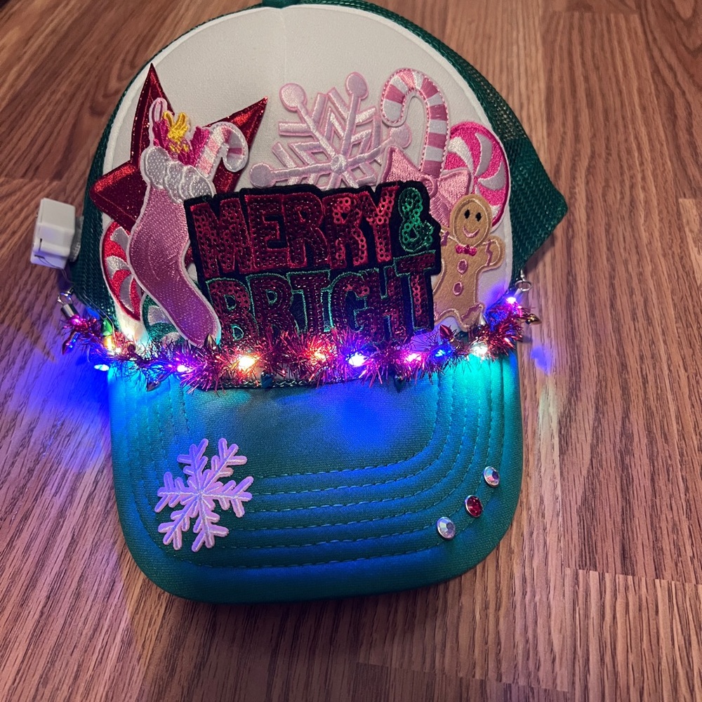 Festive Merry & Bright Hat with Lights